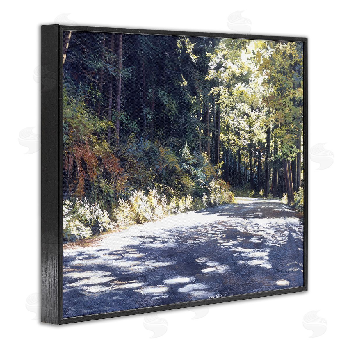 Andrew Kiss Sunlit Woodland Road Black Framed Giclee Wall Art Print