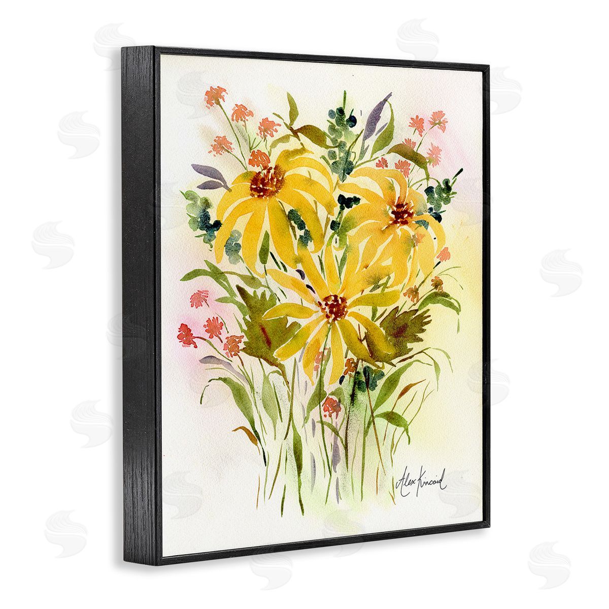 Alexandria Gilbert Kincaid Abstract Daisy Bunches Black Framed Giclee Wall Art Print