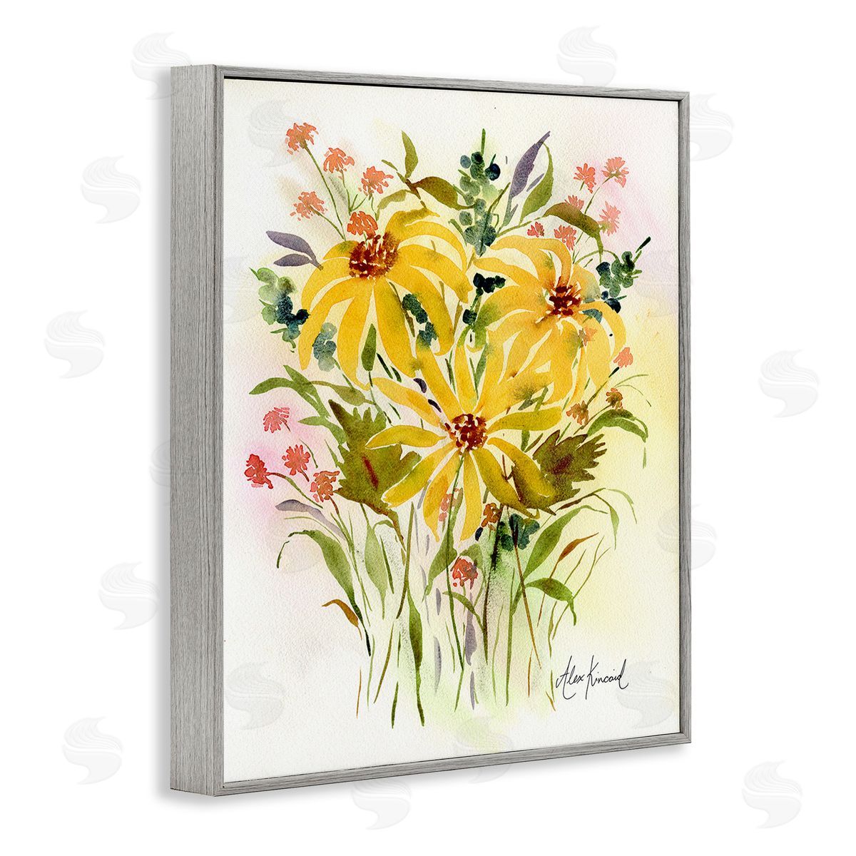 Alexandria Gilbert Kincaid Abstract Daisy Bunches Gray Framed Giclee Wall Art Print