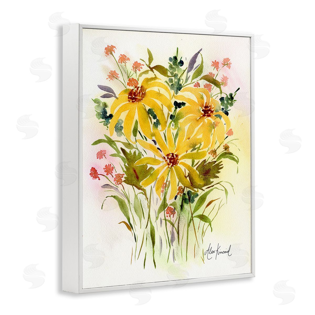 Alexandria Gilbert Kincaid Abstract Daisy Bunches White Framed Giclee Wall Art Print