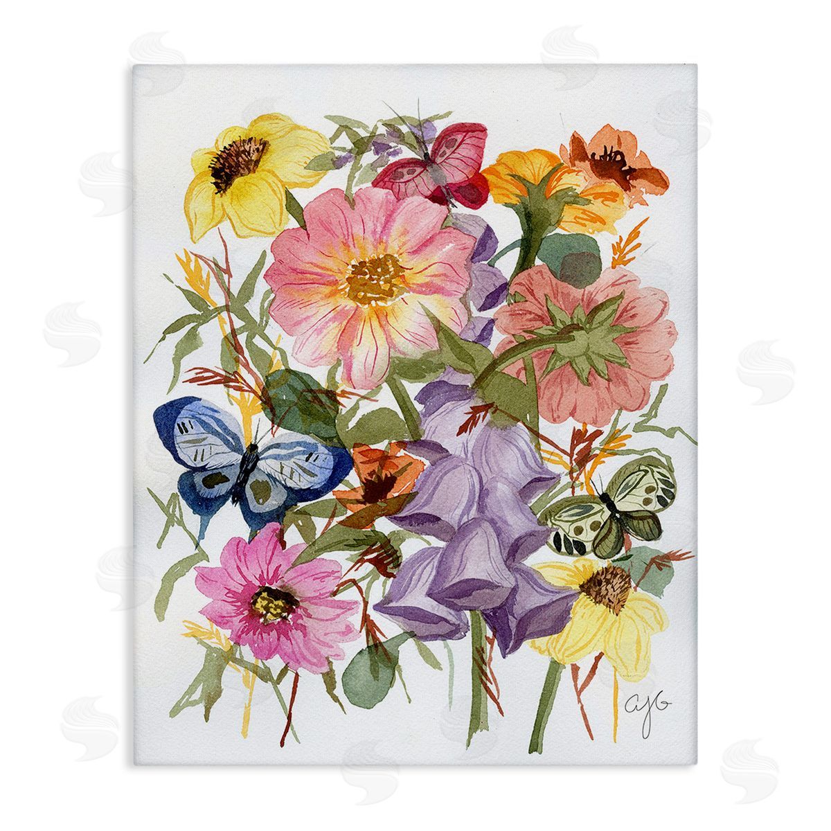 Alexandria Gilbert Kincaid Mixed Florals & Butterflies Canvas Wall Art Print