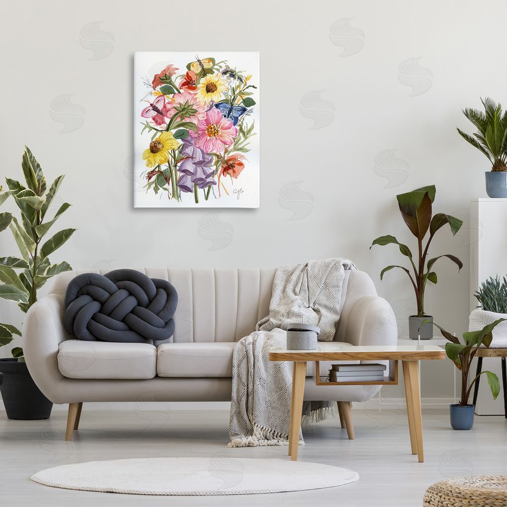 Alexandria Gilbert Kincaid Varied Cottage Floral Bundle Canvas Wall Art Print in Room