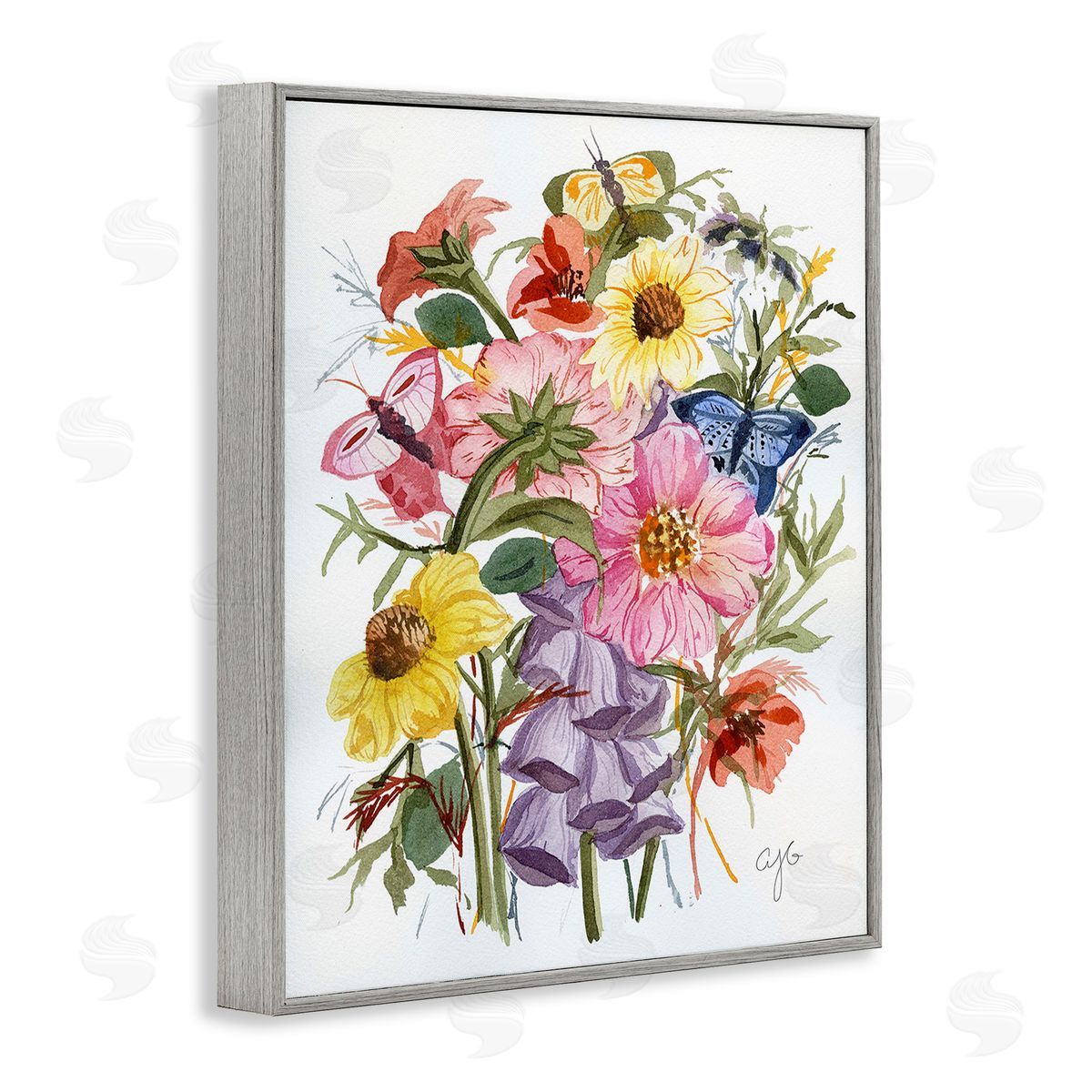 Alexandria Gilbert Kincaid Varied Cottage Floral Bundle Gray Framed Giclee Wall Art Print
