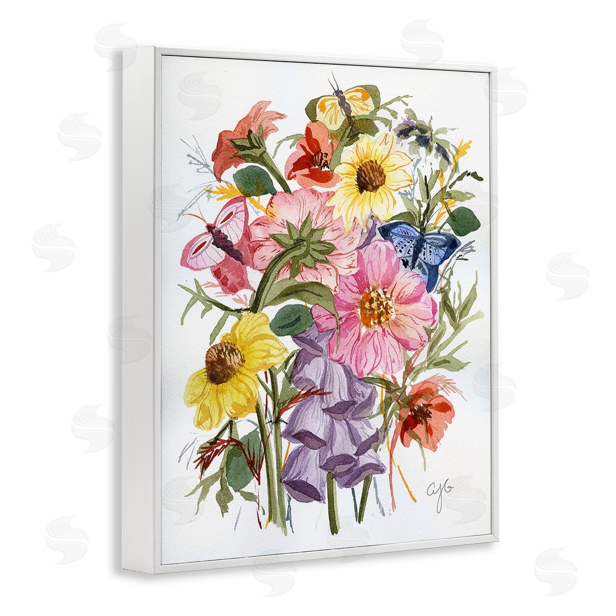 Alexandria Gilbert Kincaid Varied Cottage Floral Bundle White Framed Giclee Wall Art Print