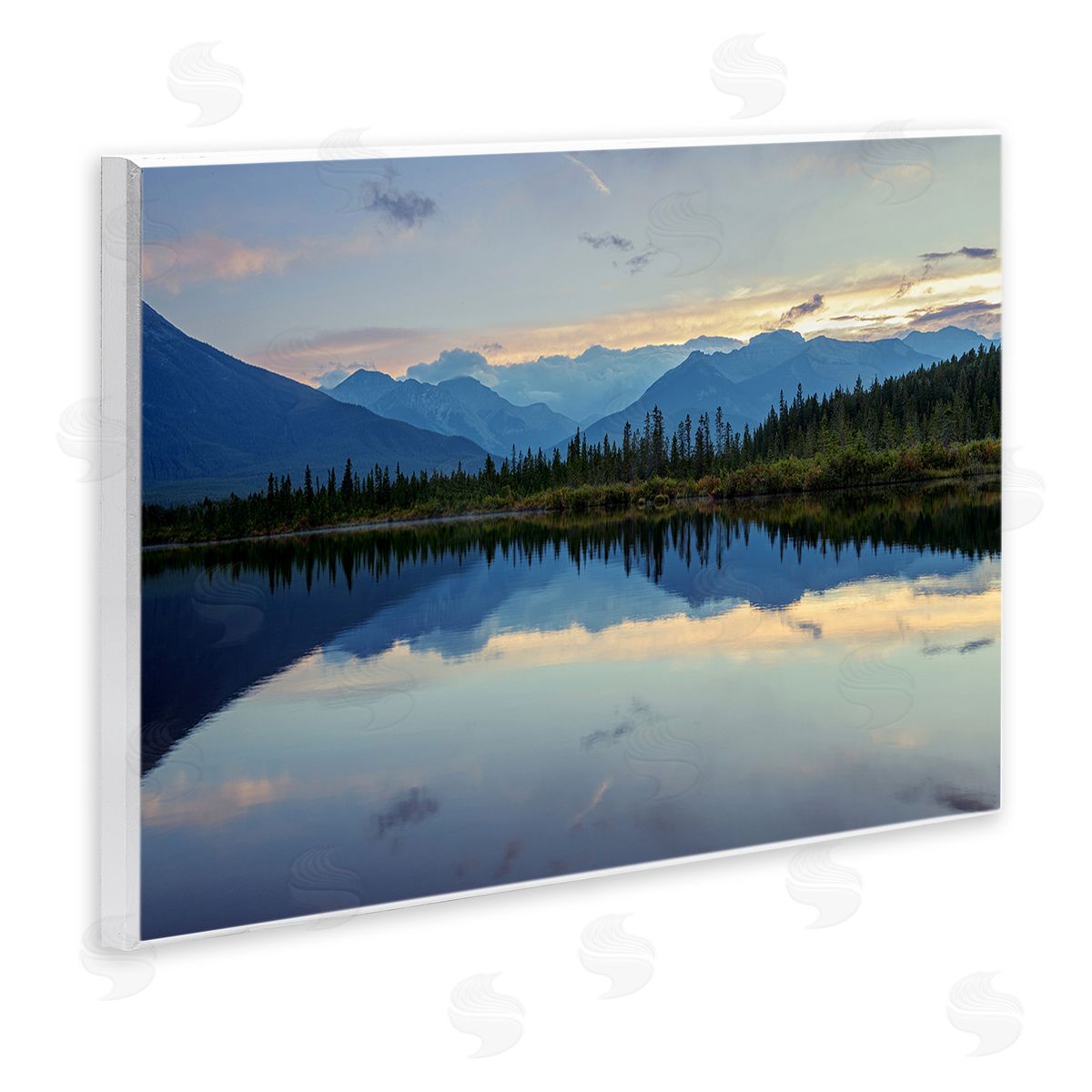 Margaret Clavell Mountain Clouds Reflection Wooden Wall Plaque Art Print