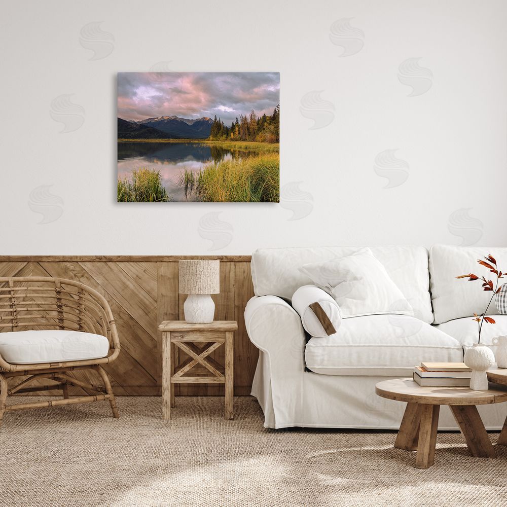 Margaret Clavell Lake's Edge Landscape Canvas Wall Art Print in Room
