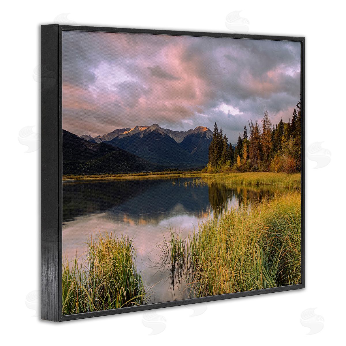 Margaret Clavell Lake's Edge Landscape Black Framed Giclee Wall Art Print