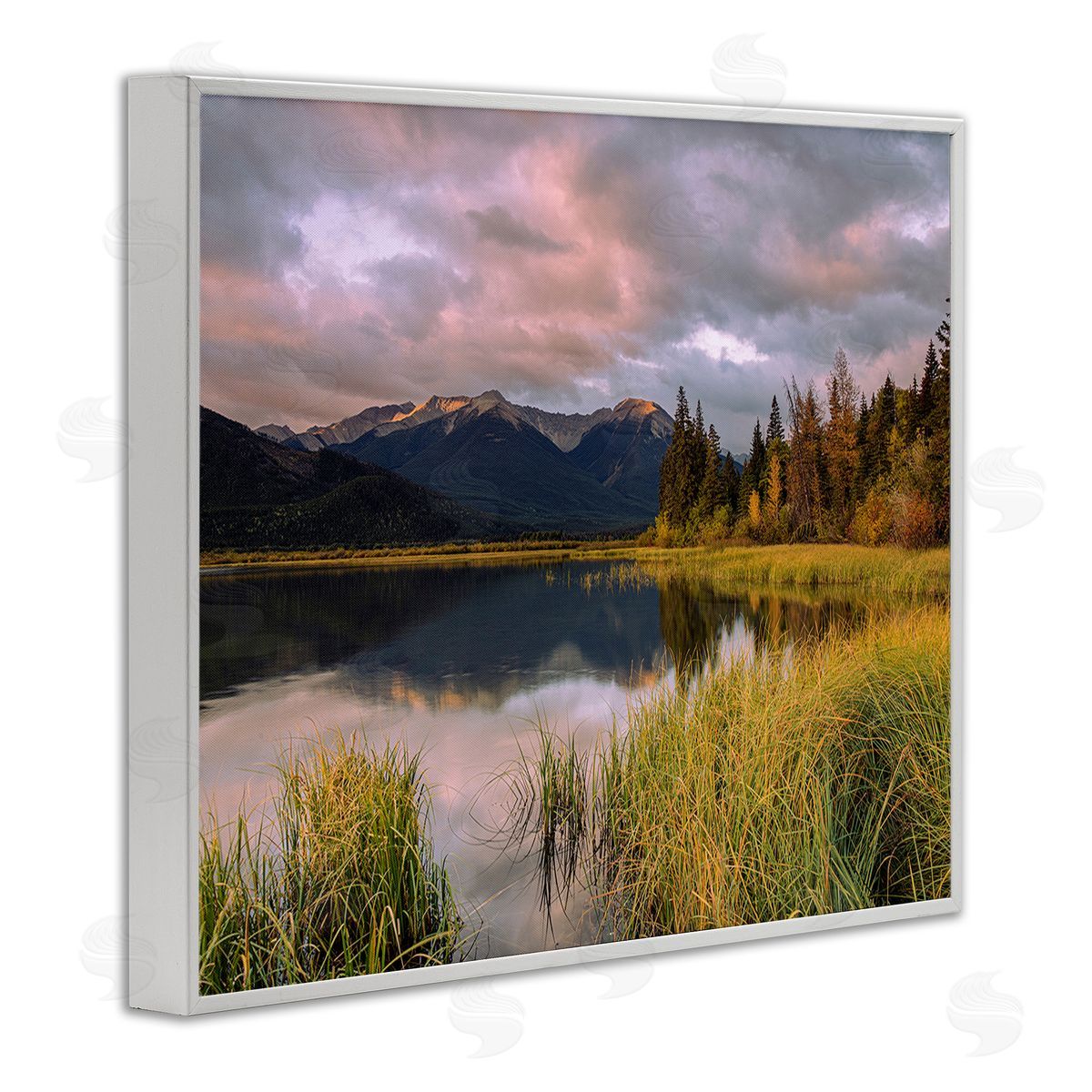 Margaret Clavell Lake's Edge Landscape White Framed Giclee Wall Art Print