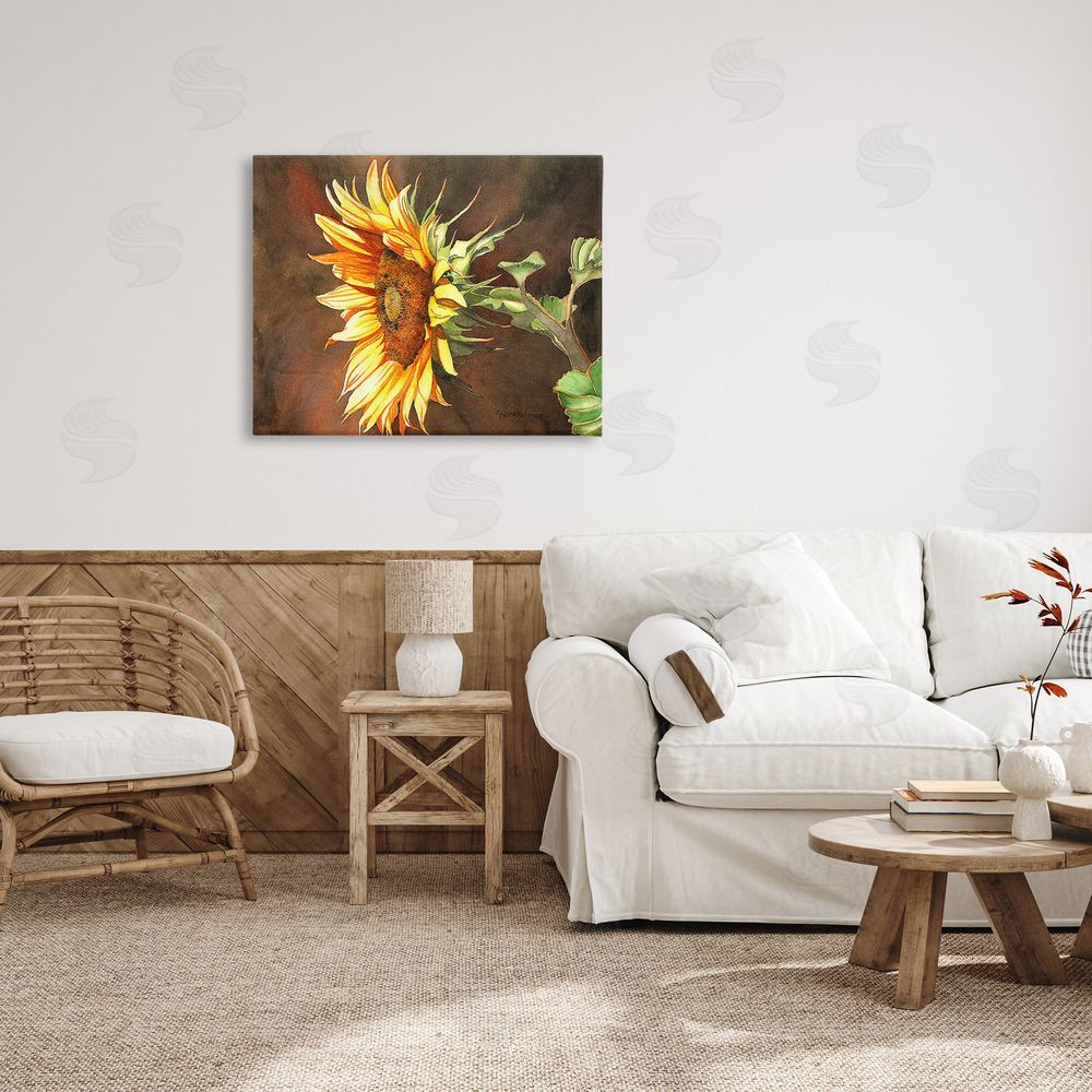 Christine Reichow Sunflower with Vivid Light Canvas Wall Art Print in Room