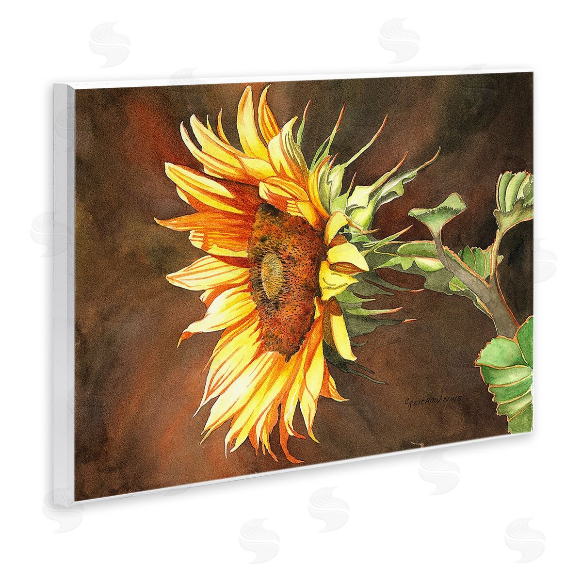 Christine Reichow Sunflower with Vivid Light Wooden Wall Plaque Art Print