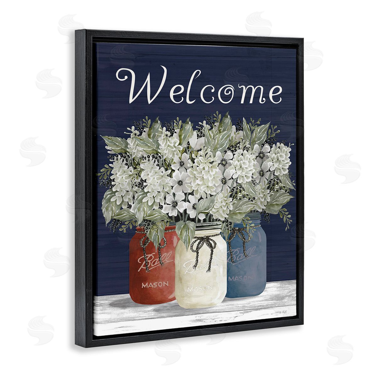 Cindy Jacobs Welcome with Country Herbs Black Floating Frame Canvas Wall Art Print