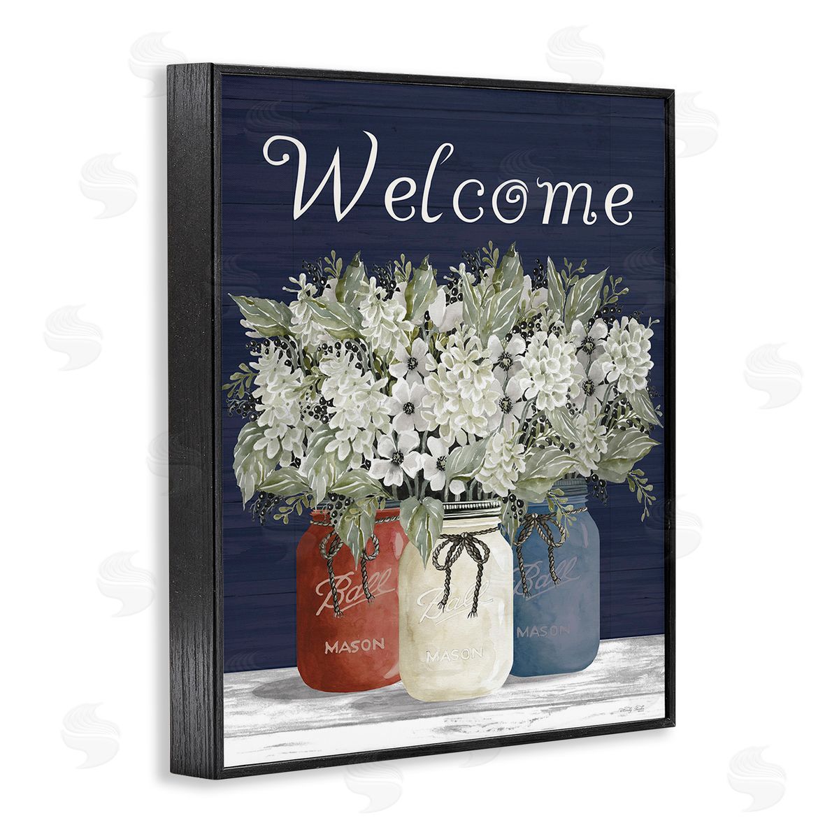 Cindy Jacobs Welcome with Country Herbs Black Framed Giclee Wall Art Print
