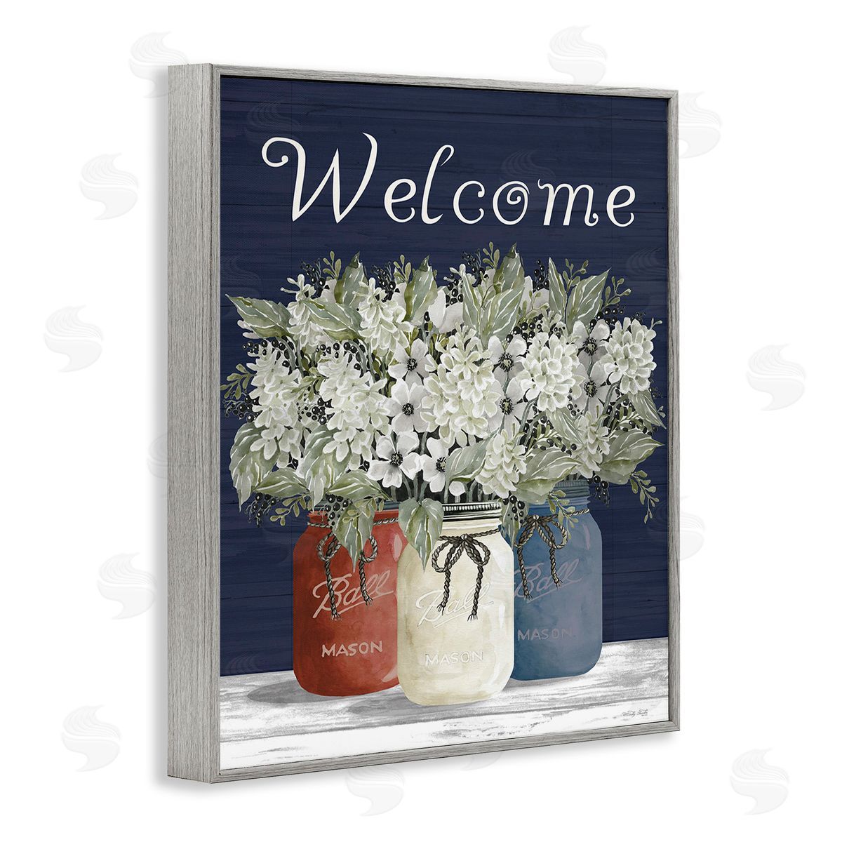 Cindy Jacobs Welcome with Country Herbs Gray Framed Giclee Wall Art Print