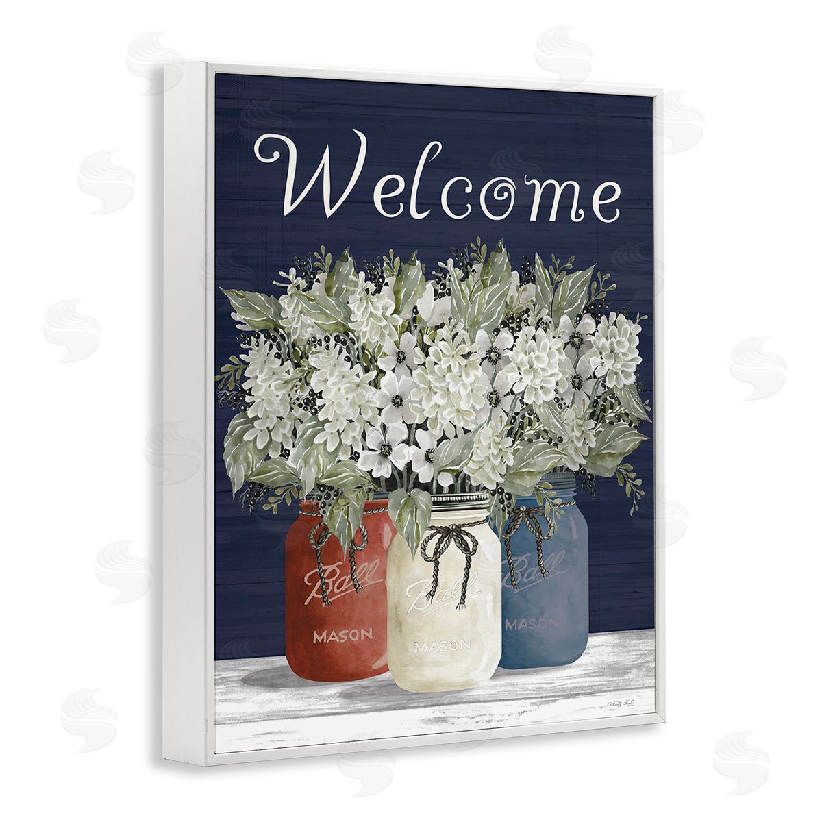 Cindy Jacobs Welcome with Country Herbs White Framed Giclee Wall Art Print