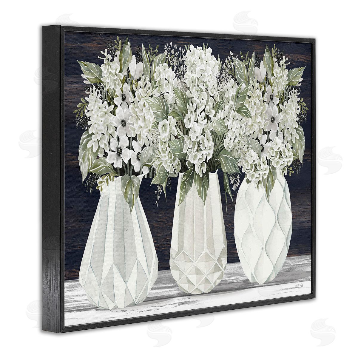 Cindy Jacobs Flowers in Geometric Vases Black Framed Giclee Wall Art Print