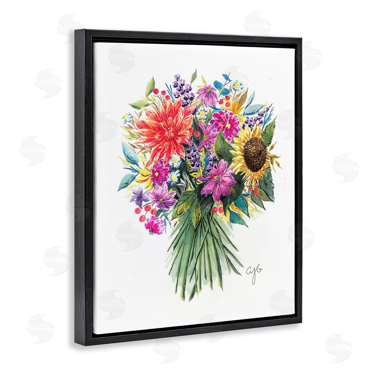 Alexandria Gilbert Kincaid Vivid Flower Bunches Black Floating Frame Canvas Wall Art Print