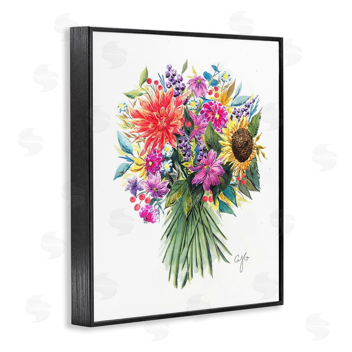 Alexandria Gilbert Kincaid Vivid Flower Bunches Black Framed Giclee Wall Art Print