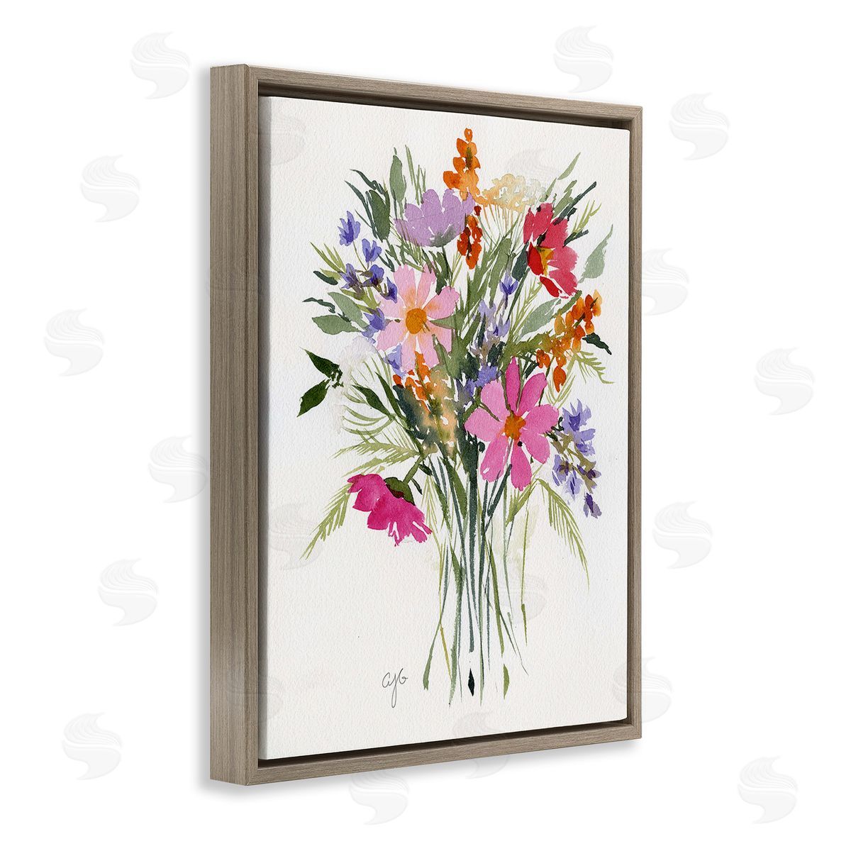 Alexandria Gilbert Kincaid Simple Mixed Bouquet Brown Floating Frame Canvas Wall Art Print