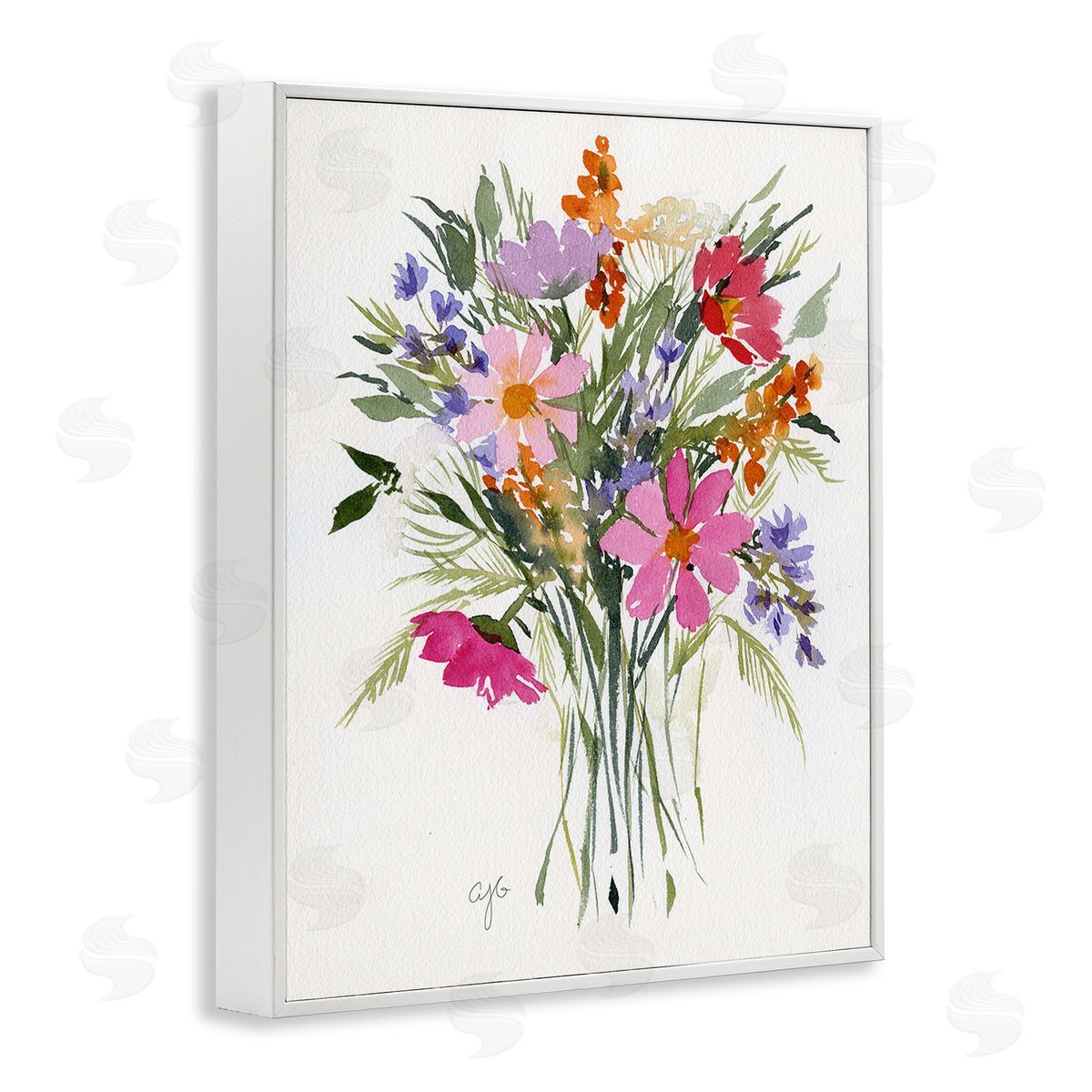 Alexandria Gilbert Kincaid Simple Mixed Bouquet White Framed Giclee Wall Art Print