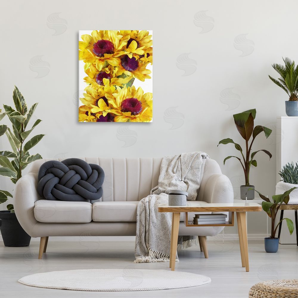 Chamira Young Overlapping Sunflower Blooms Canvas Wall Art Print in Room