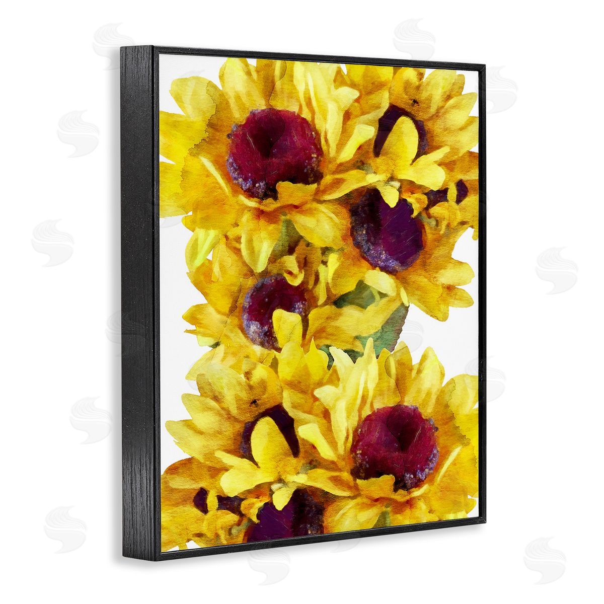 Chamira Young Overlapping Sunflower Blooms Black Framed Giclee Wall Art Print