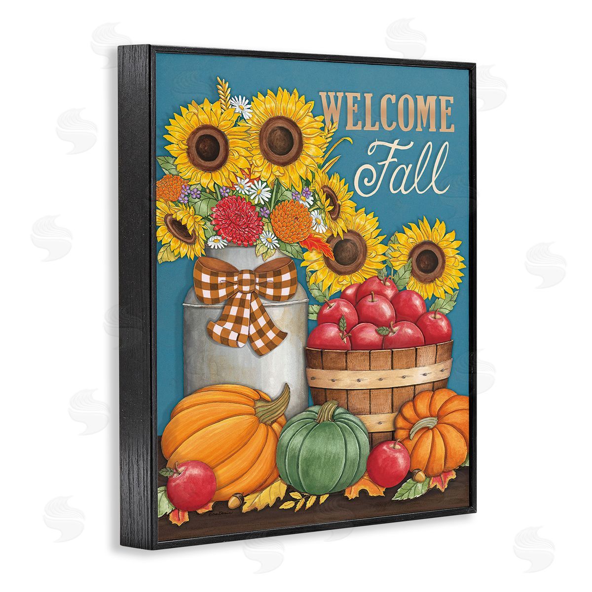Deb Strain Welcome Fall Harvest Black Framed Giclee Wall Art Print