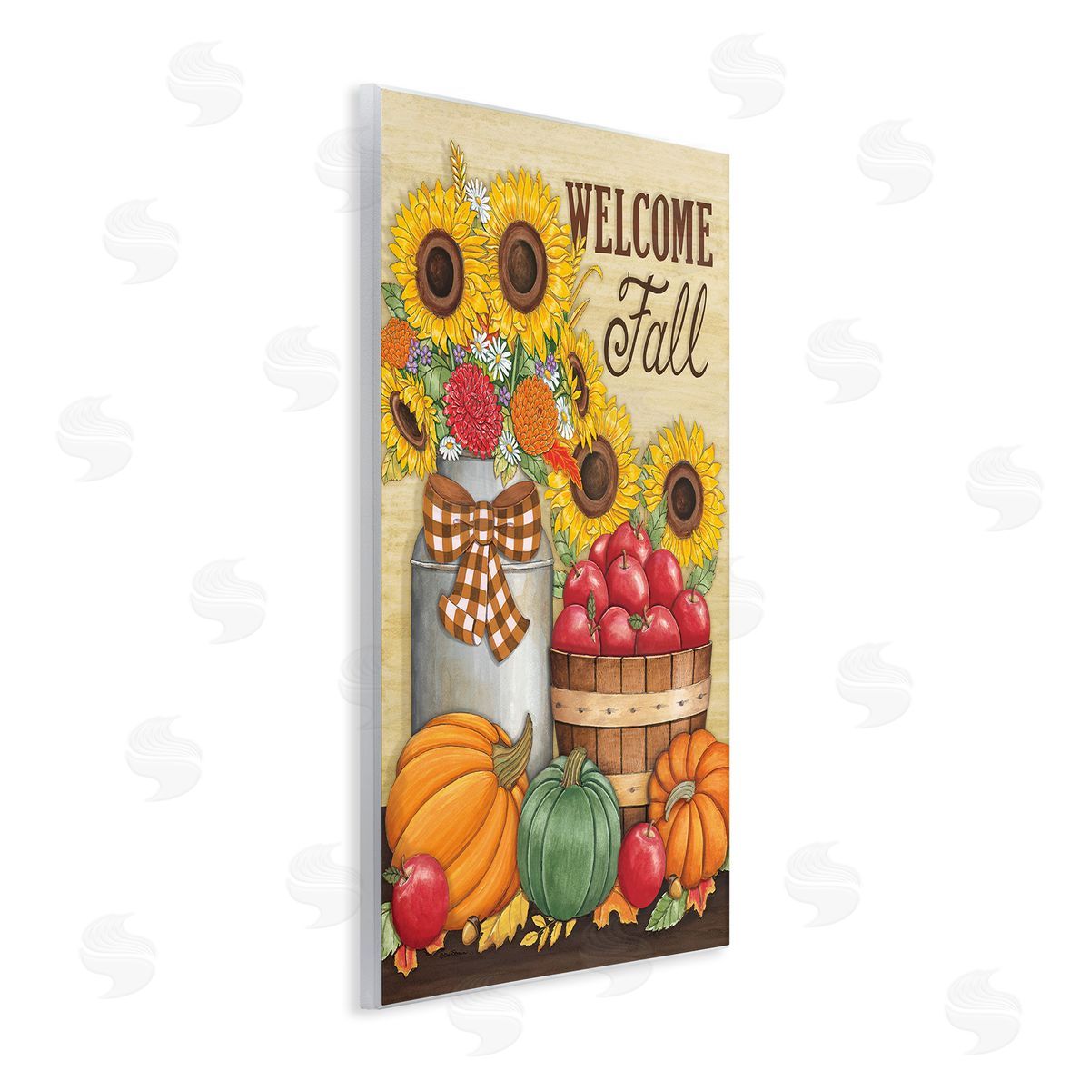 Deb Strain Fall Harvest Welcome Phrase Wooden Wall Plaque Art Print