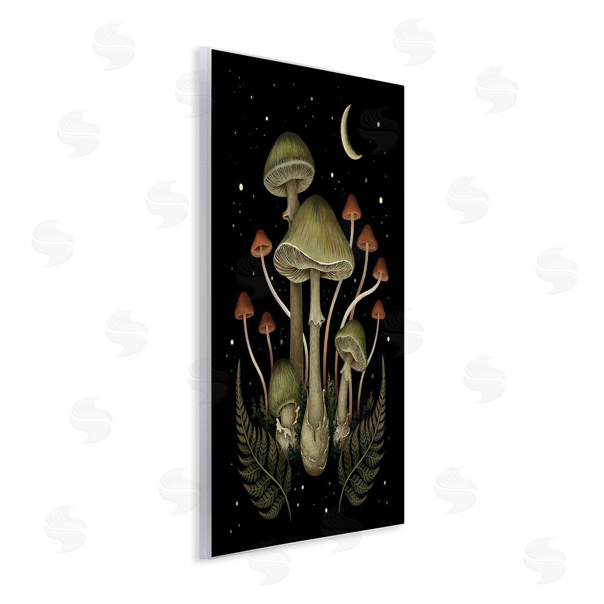 Episodic Drawings Night Mushrooms & Ferns Wooden Wall Plaque Art Print