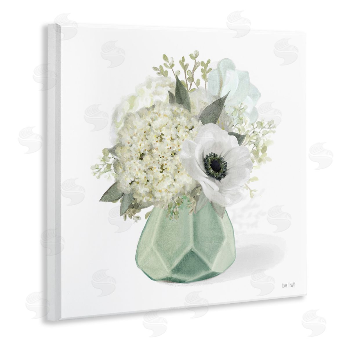 House Fenway Bouquet in Geometric Vase Wooden Wall Plaque Art Print