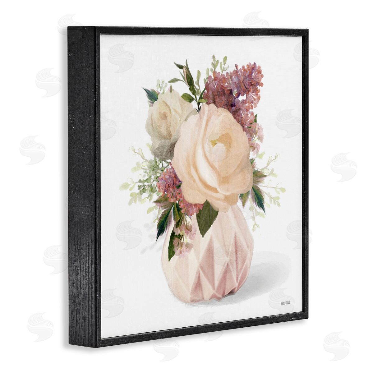House Fenway Blush Pink Bouquet Black Framed Giclee Wall Art Print