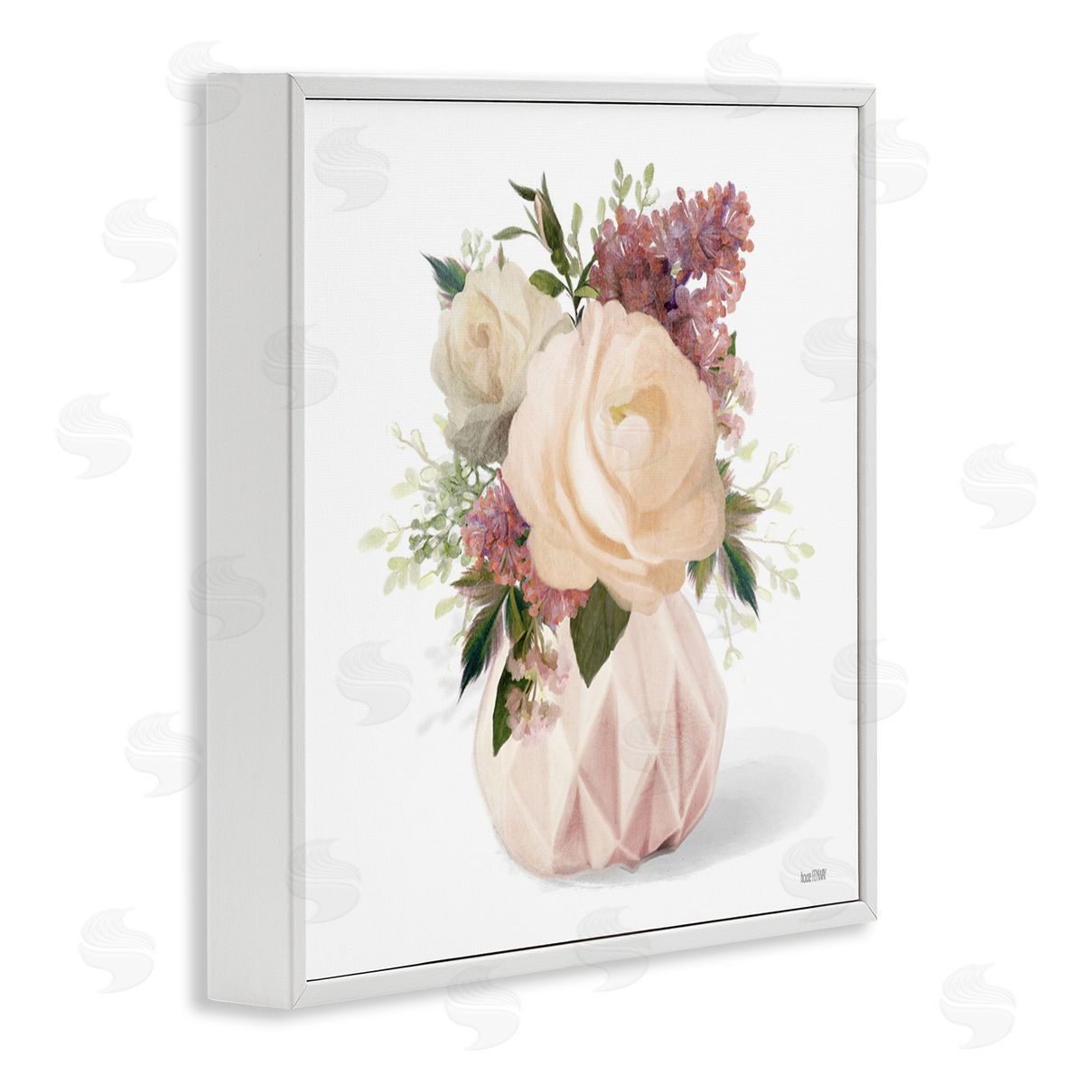 House Fenway Blush Pink Bouquet White Framed Giclee Wall Art Print