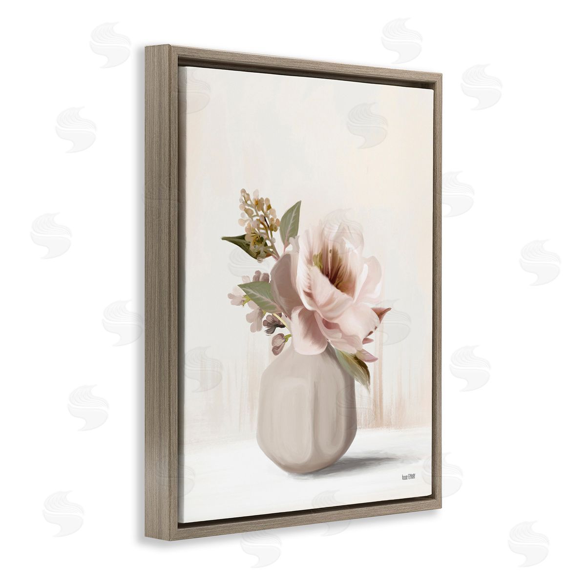 House Fenway Chic Bouquet in Vase Brown Floating Frame Canvas Wall Art Print