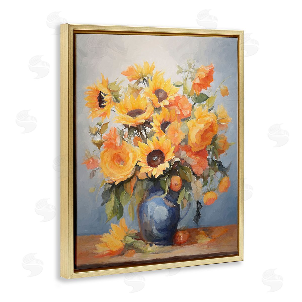 Ramona Murdock Classic Bouquet in Vase Gold Floating Frame Canvas Wall Art Print