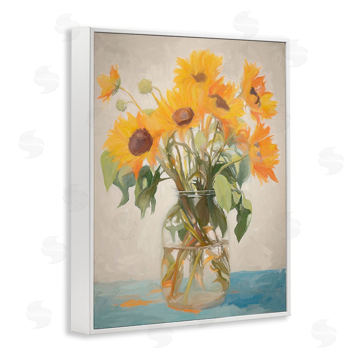 Ramona Murdock Classic Sunflower Bouquet White Framed Giclee Wall Art Print