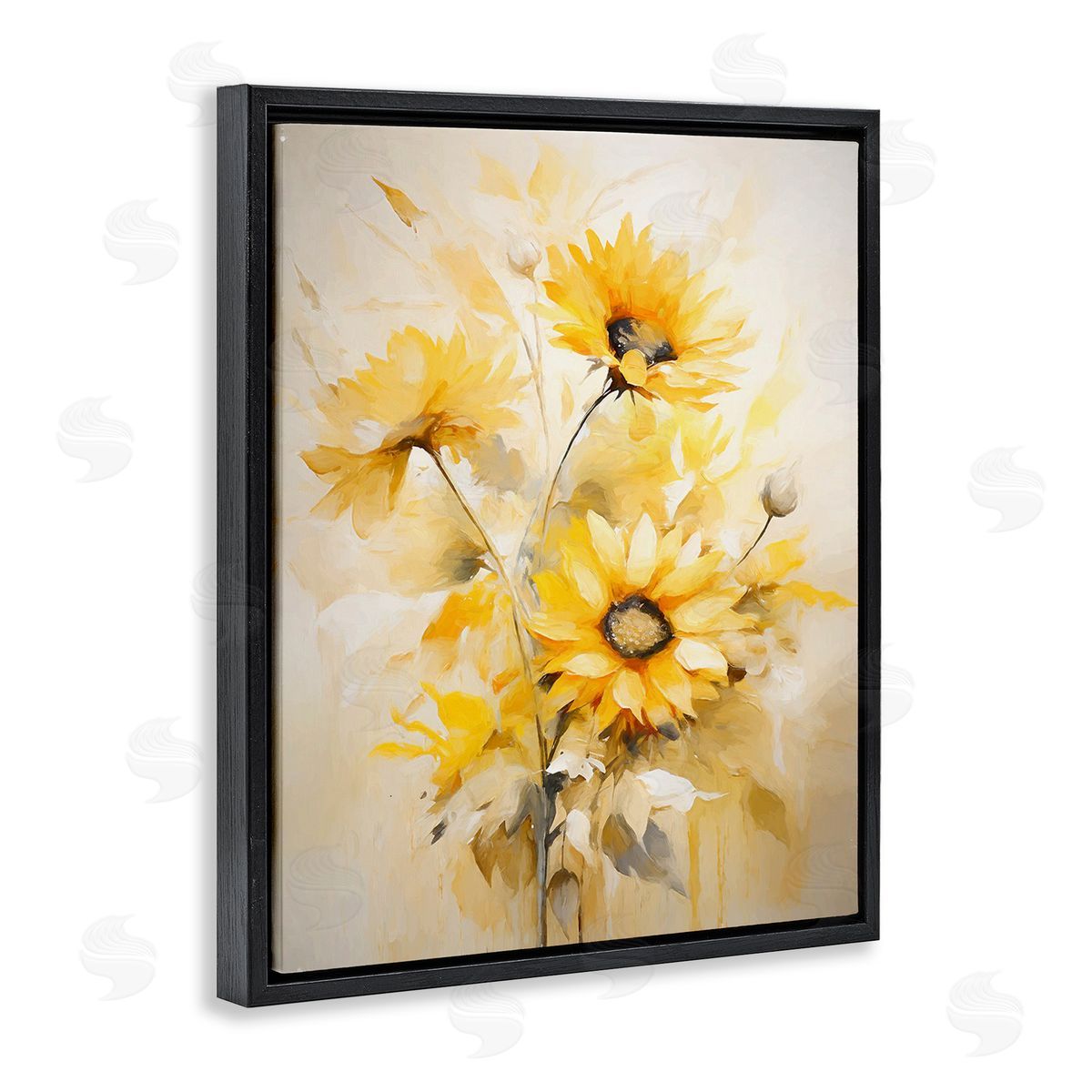 Ramona Murdock Mellow Yellow Bunches Black Floating Frame Canvas Wall Art Print