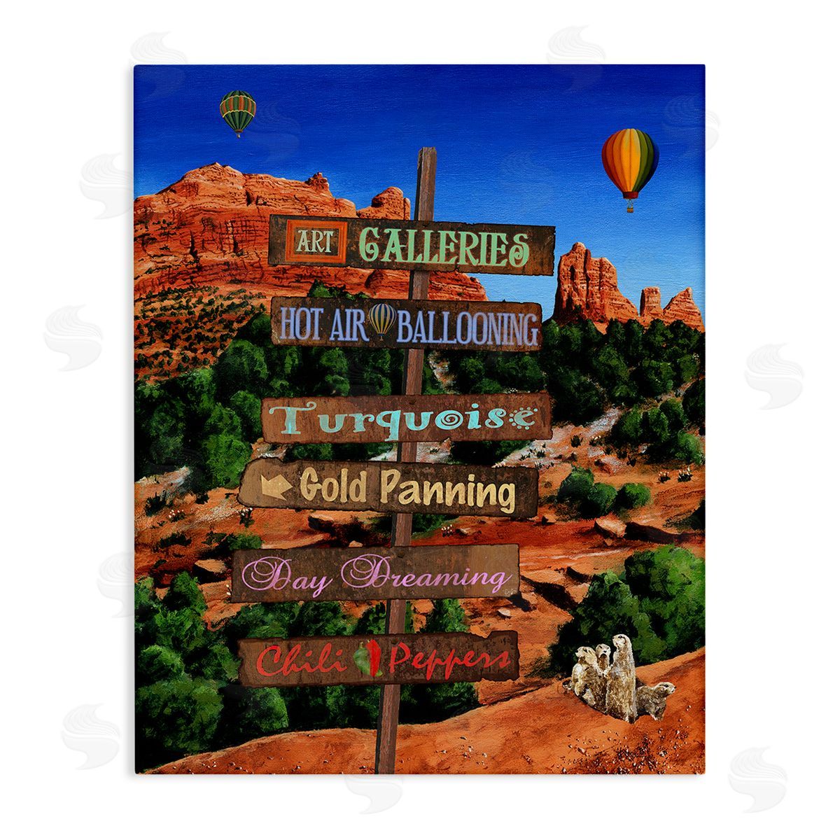 Gail Fraser Desert Activities Sign Canvas Wall Art Print