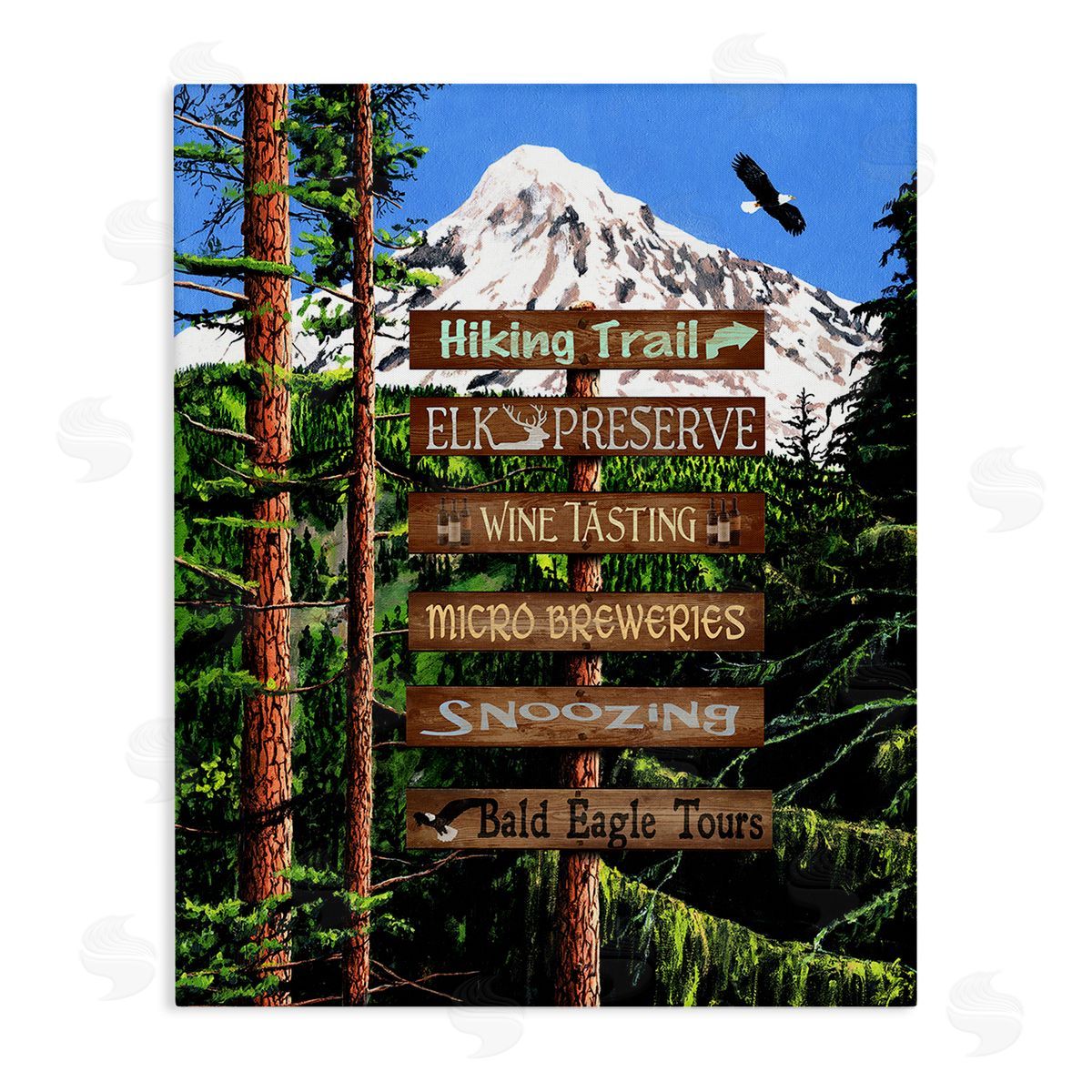 Gail Fraser Woodland Activities Sign Canvas Wall Art Print