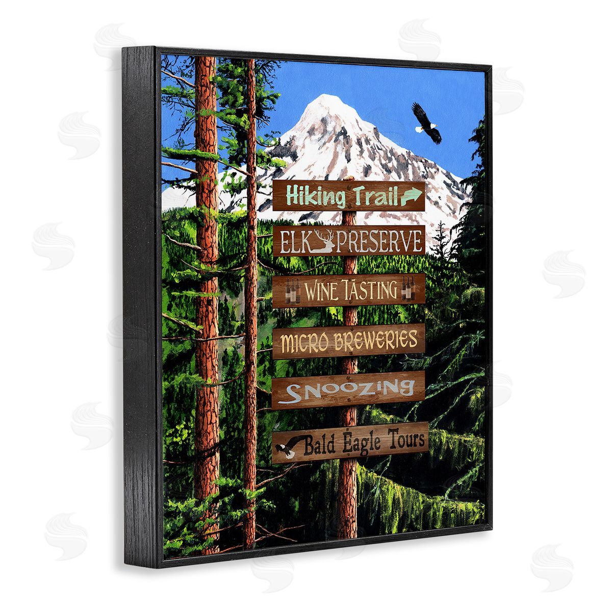 Gail Fraser Woodland Activities Sign Black Framed Giclee Wall Art Print