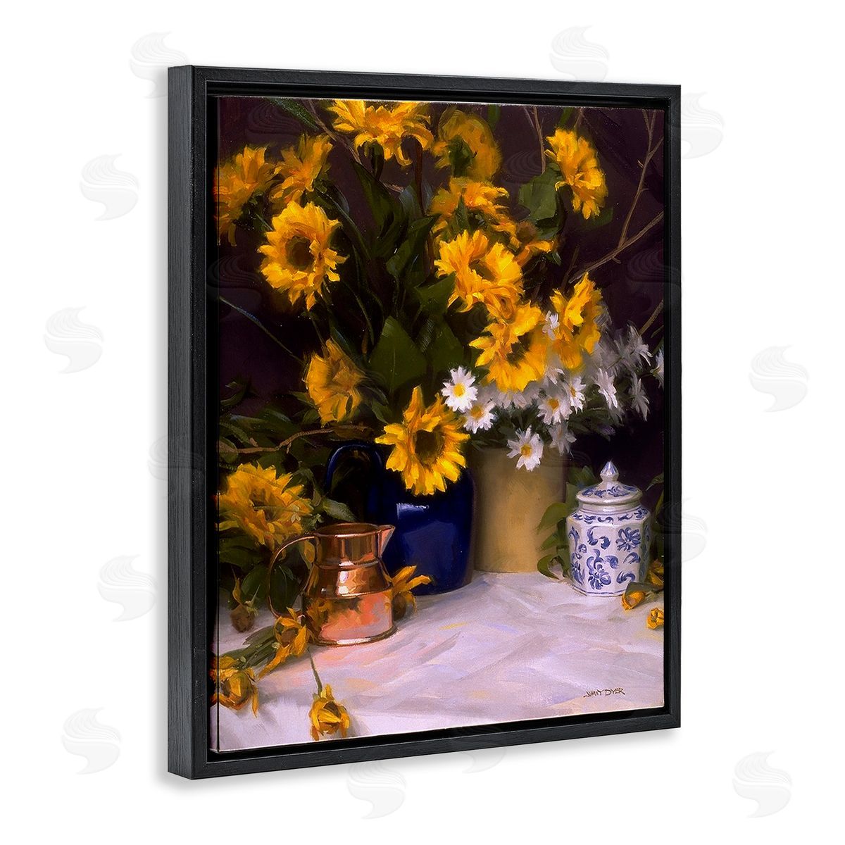 Jimmy Dyer Classic Floral Still Life Black Floating Frame Canvas Wall Art Print
