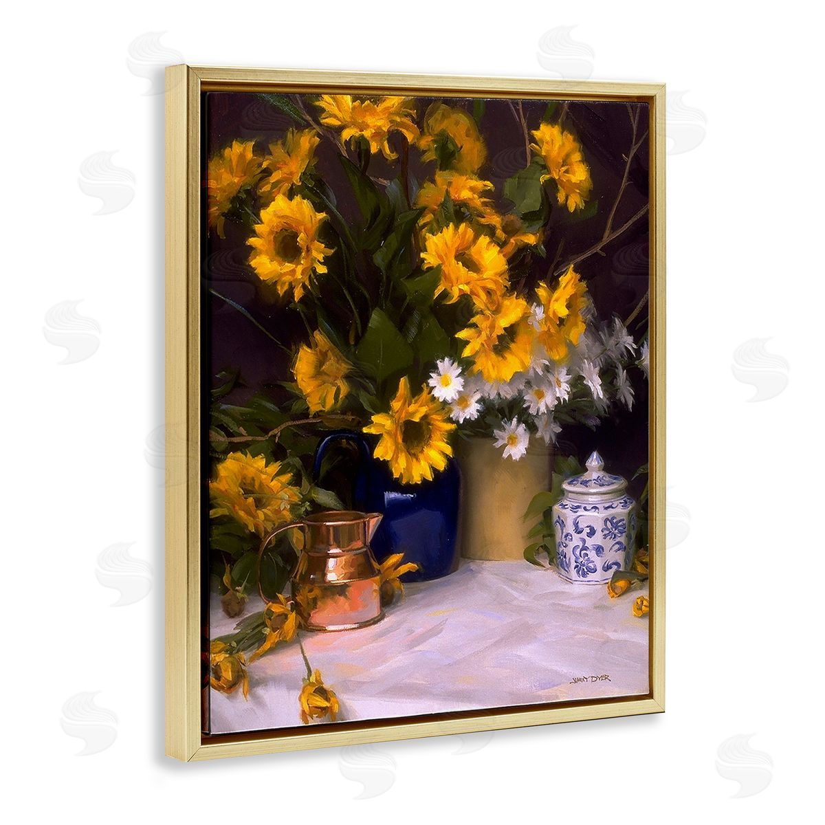 Jimmy Dyer Classic Floral Still Life Gold Floating Frame Canvas Wall Art Print