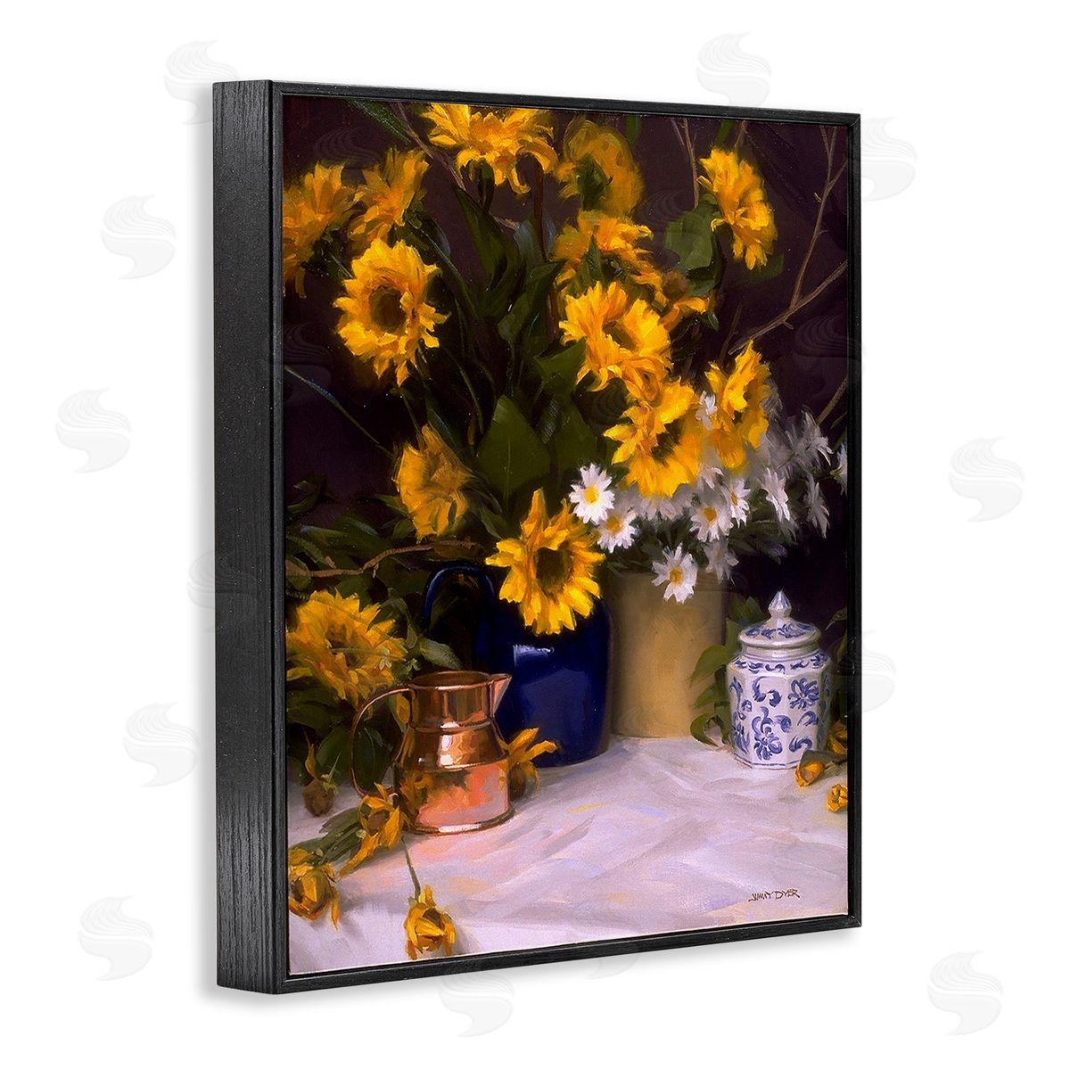 Jimmy Dyer Classic Floral Still Life Black Framed Giclee Wall Art Print