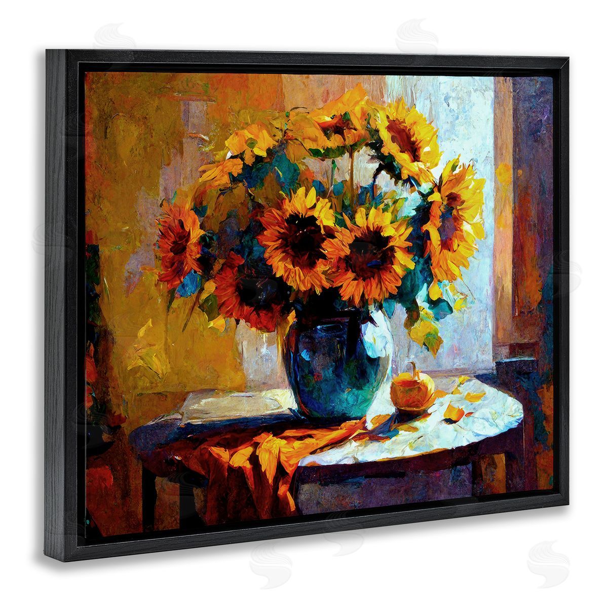 Gina Kelly Bouquet Still Life Painting Black Floating Frame Canvas Wall Art Print