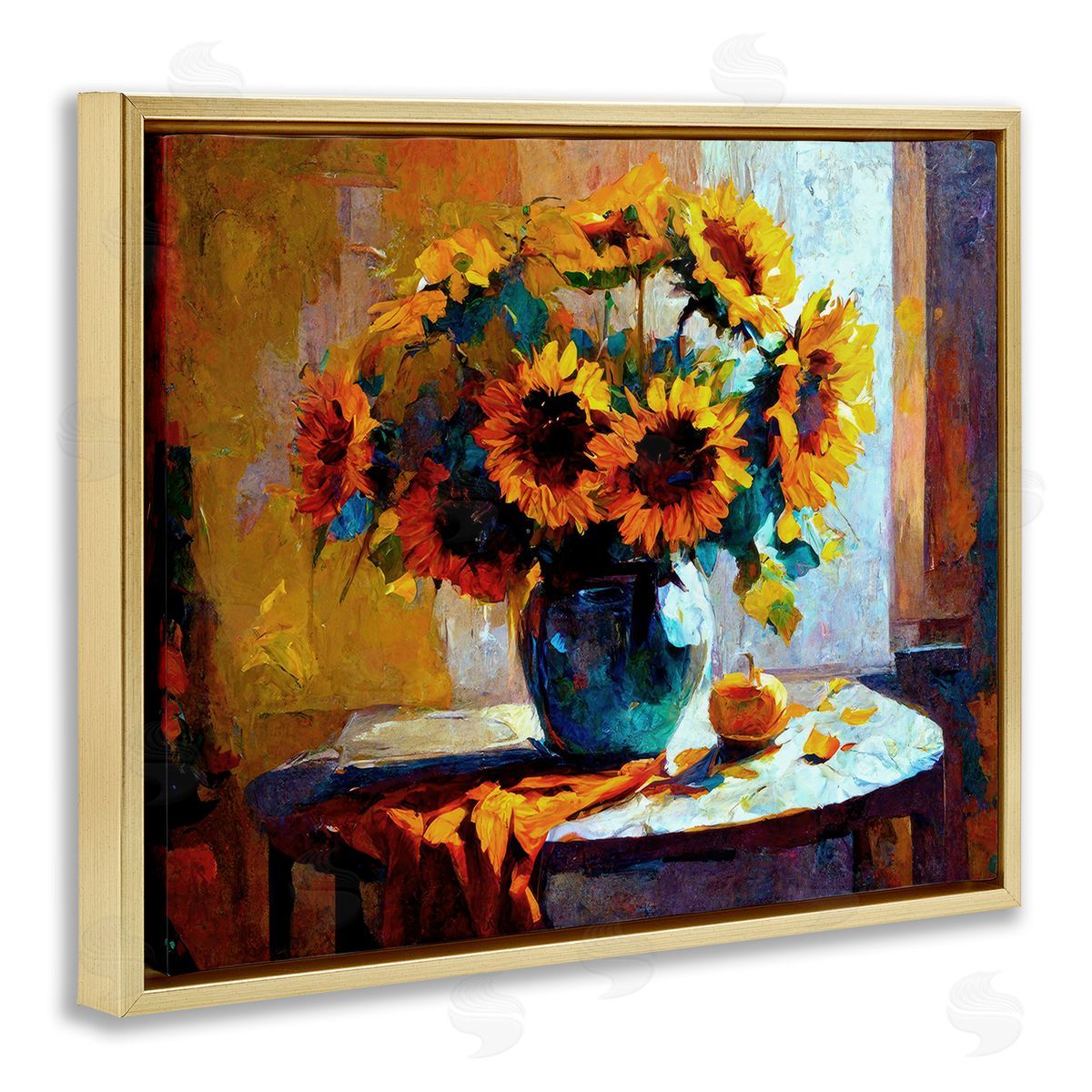 Gina Kelly Bouquet Still Life Painting Gold Floating Frame Canvas Wall Art Print