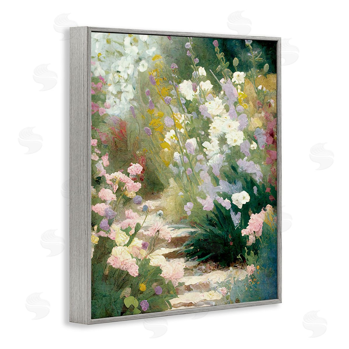 Gina Kelly Garden Flower Path Gray Framed Giclee Wall Art Print