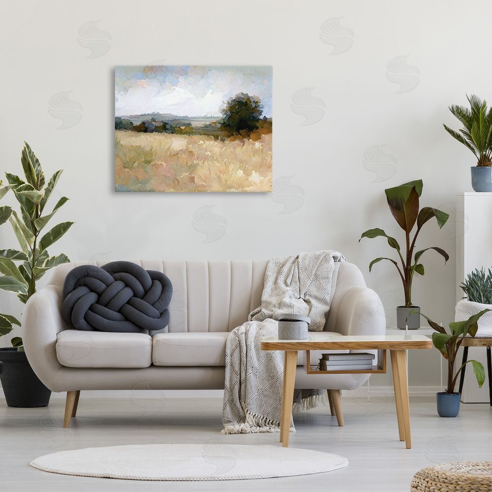 Gina Kelly Beige Rural Field Canvas Wall Art Print in Room