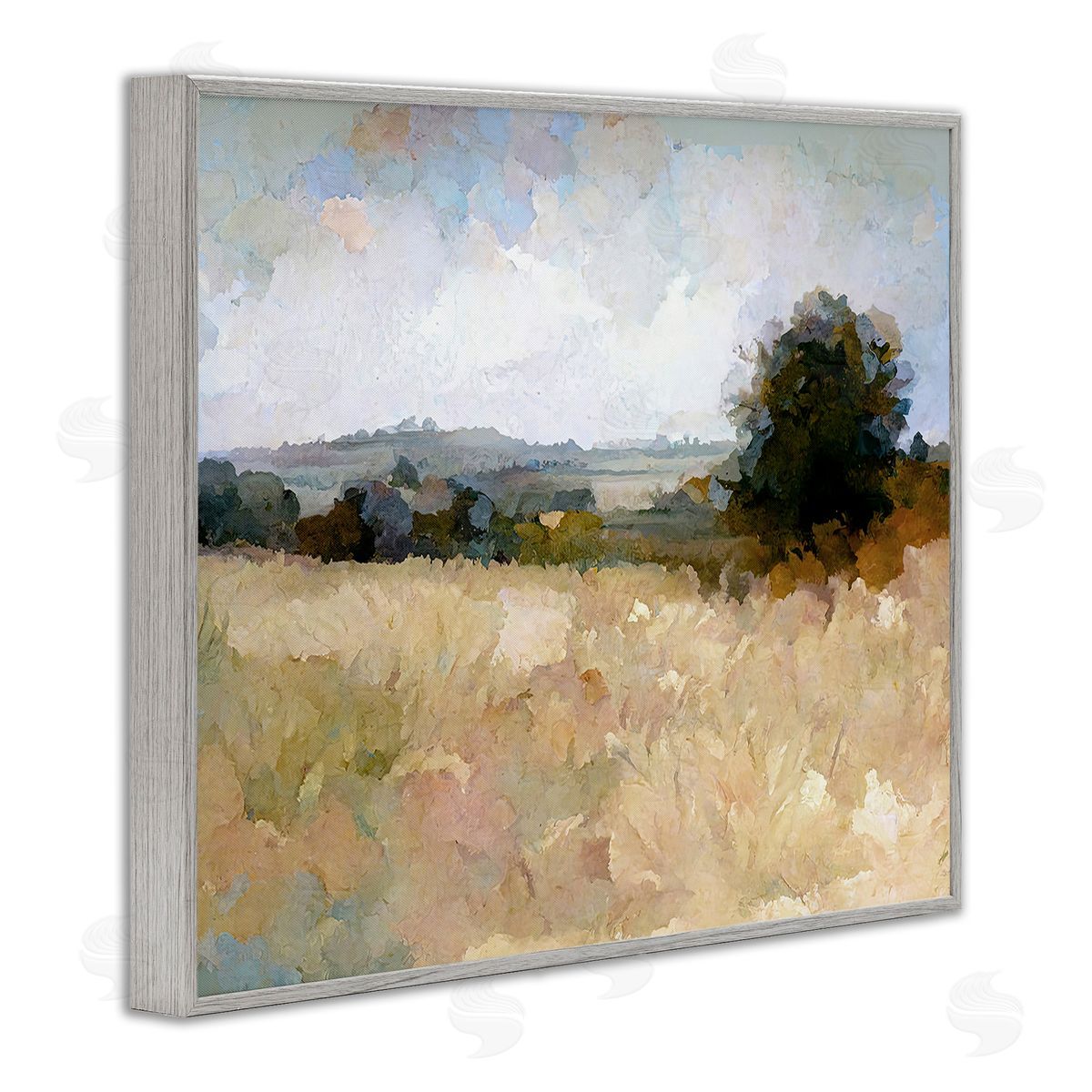 Gina Kelly Beige Rural Field Gray Framed Giclee Wall Art Print