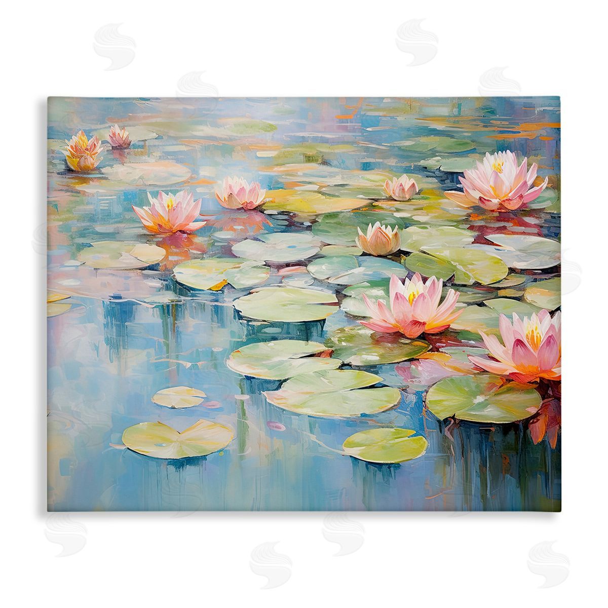 Gina Kelly Modern Lily Pad Painting Canvas Wall Art Print