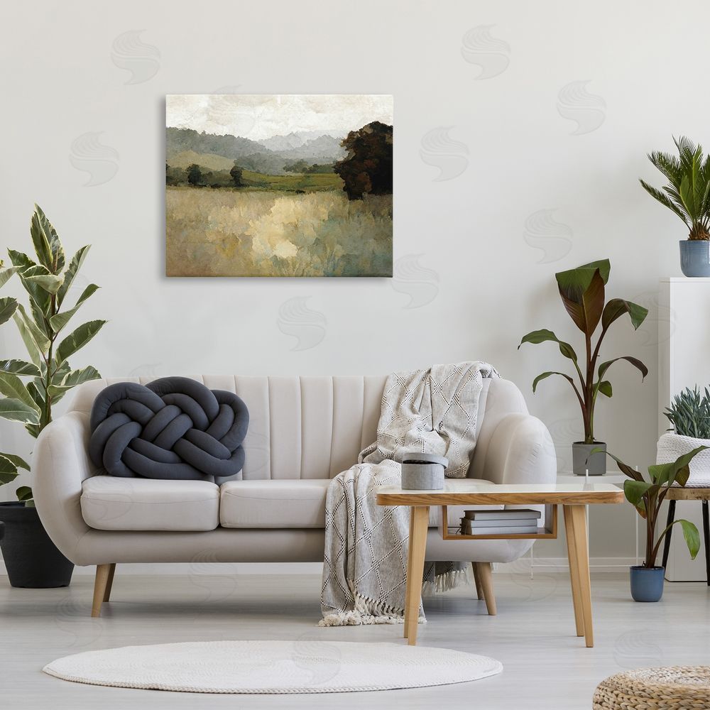 Gina Kelly Green Impressionist Scenery Canvas Wall Art Print in Room