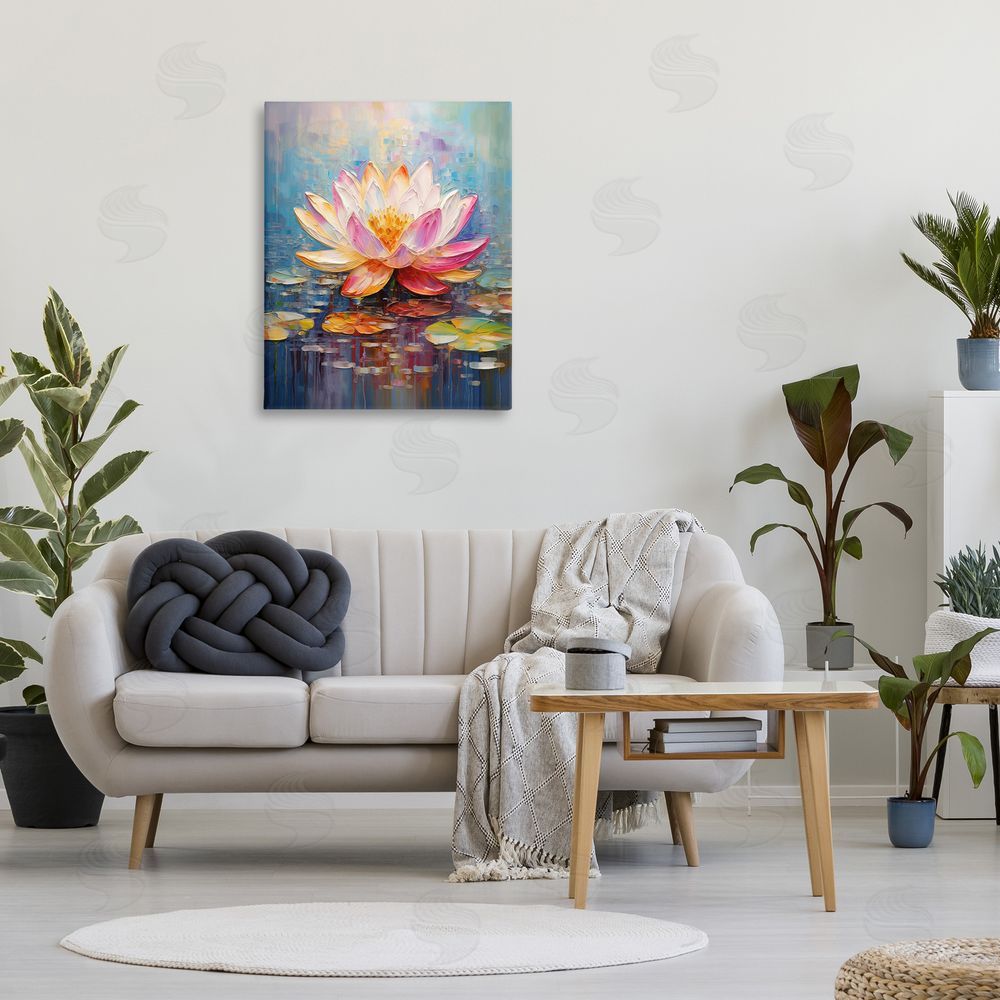 Gina Kelly Modern Lotus Bloom Canvas Wall Art Print in Room