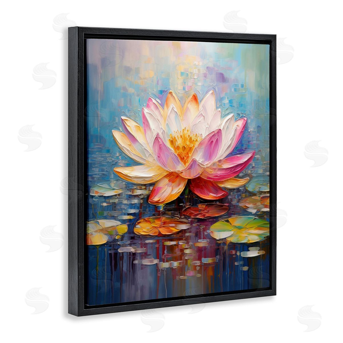 Gina Kelly Modern Lotus Bloom Black Floating Frame Canvas Wall Art Print